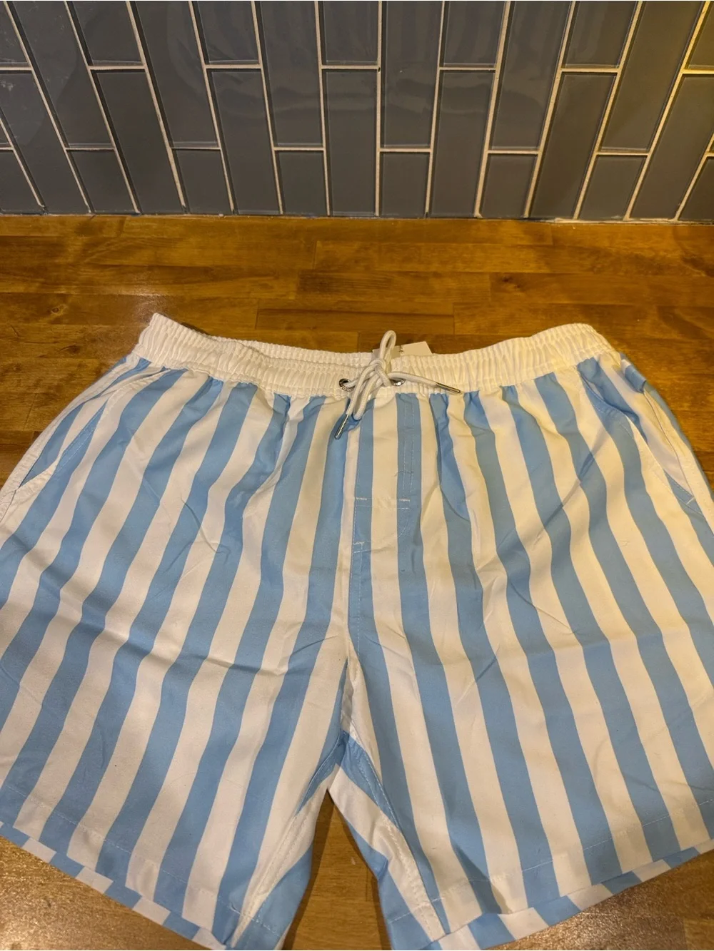 Mykonos Striped Light Blue & White Men’s Swim